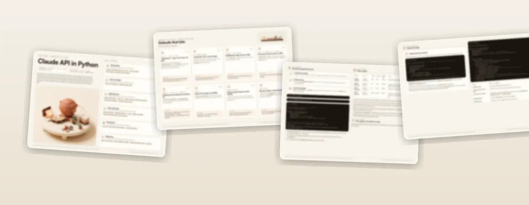 A fan of pages from the Claude API in Python cheat sheet