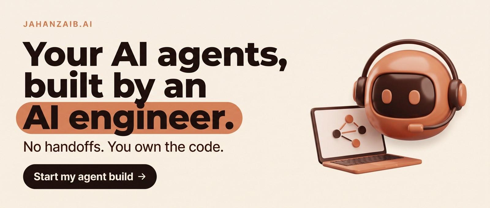 Your AI agents, built by an AI engineer. No handoffs, no lock in. Start my agent build.