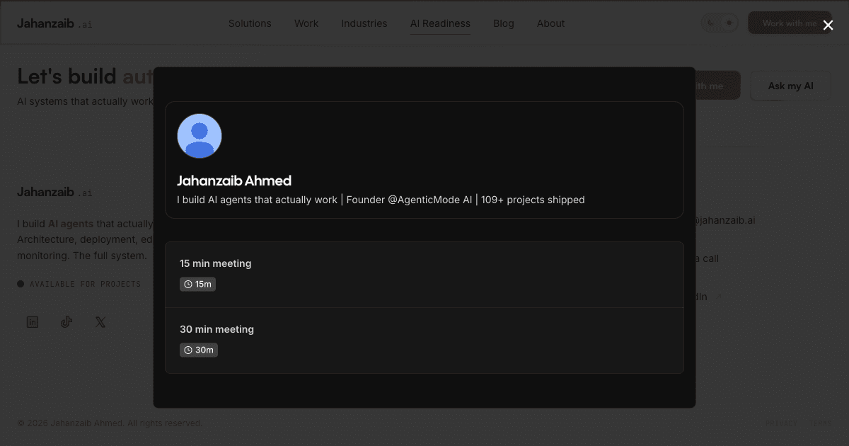 AI readiness assessment tool showing score dashboard with agent vs automation recommendation