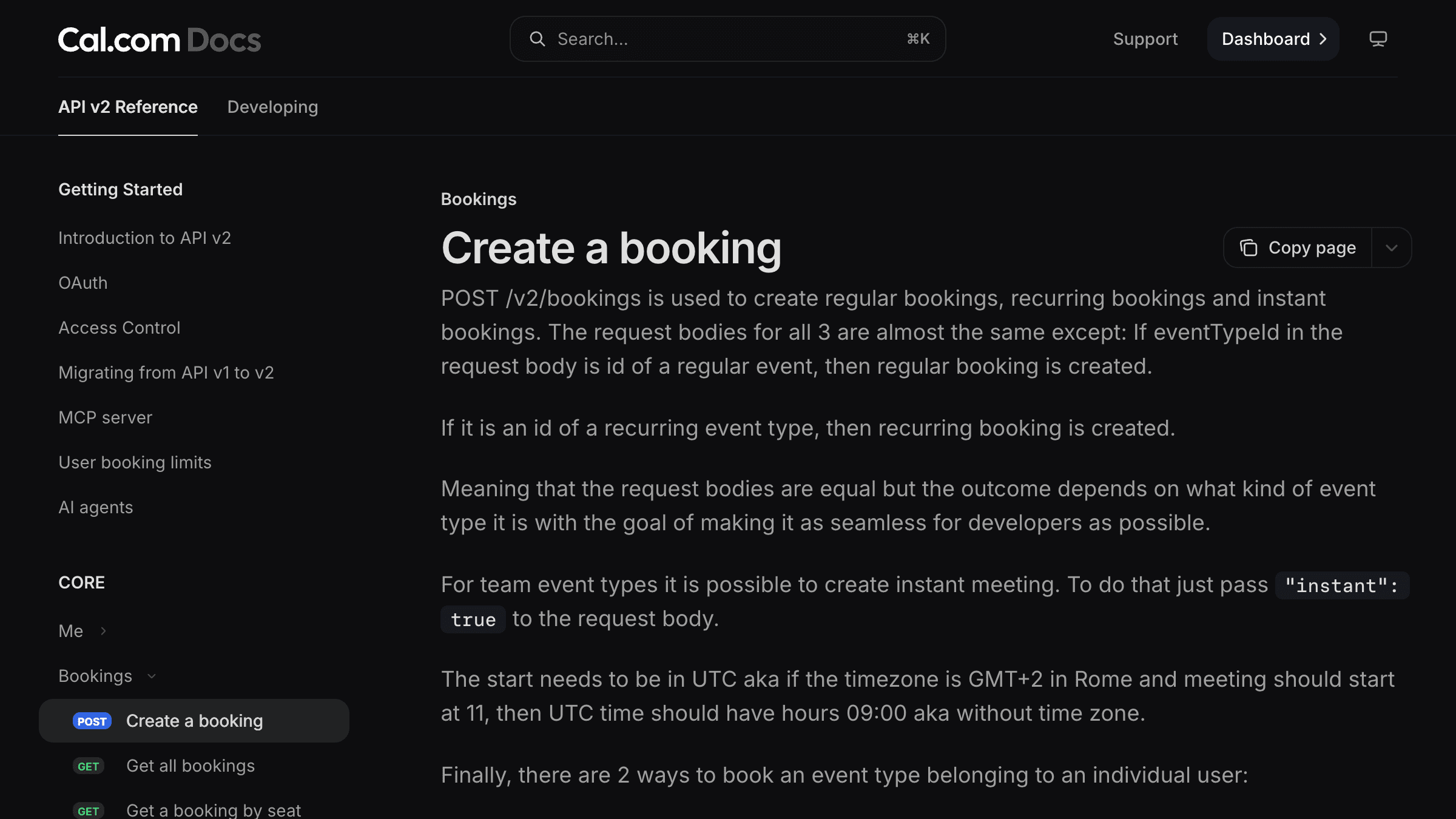 Cal.com API reference for creating a booking, the endpoint an AI virtual receptionist calls to write an appointment