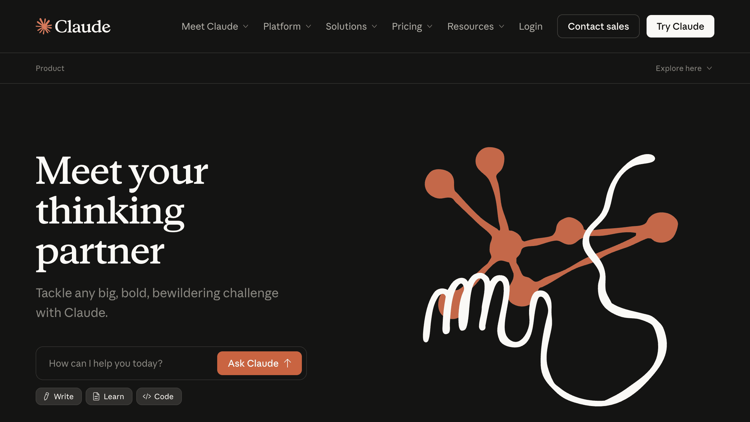 Anthropic Claude product page representing modern AI that powers both generative and agentic systems