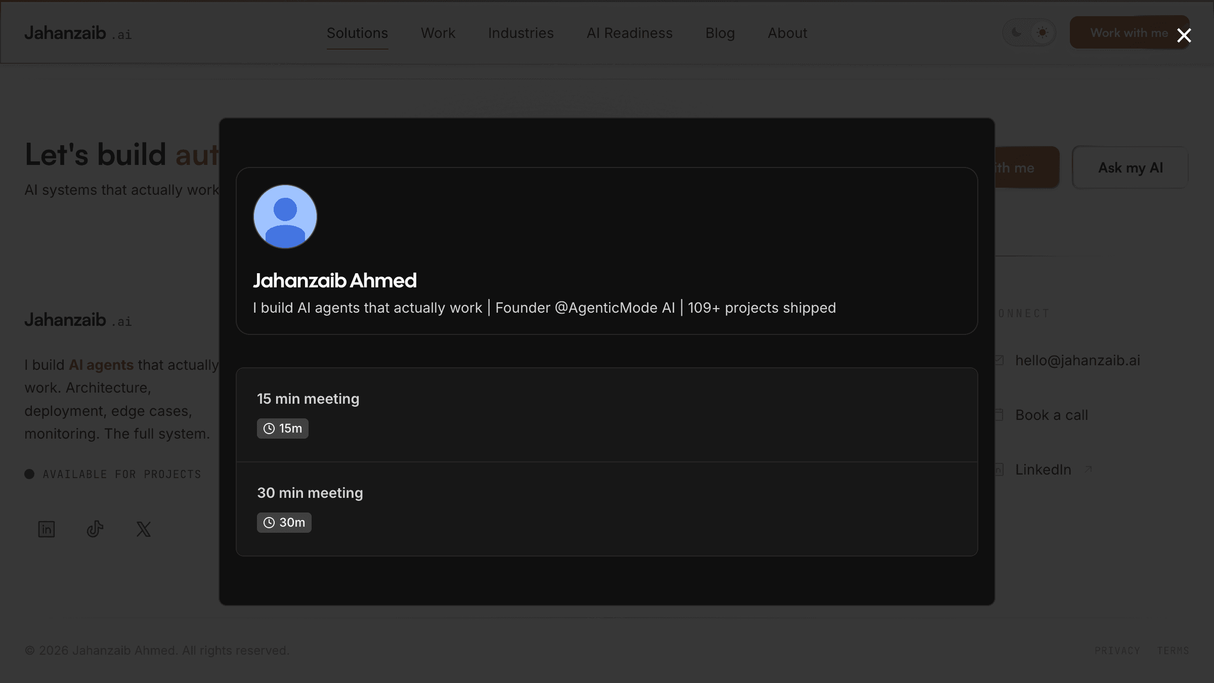 AgenticMode AI solutions and packages page showing AI automation agency services for Australian businesses