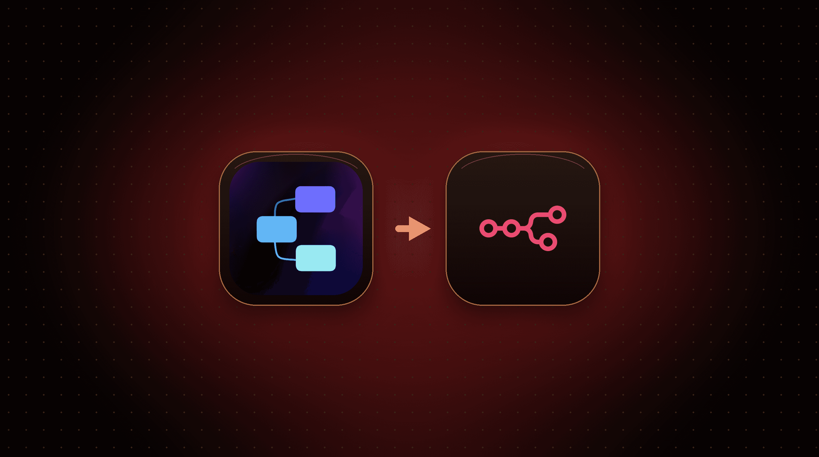 Flowise logo tile with an arrow pointing to the n8n logo tile, showing a Flowise vs n8n migration for AI workflow building