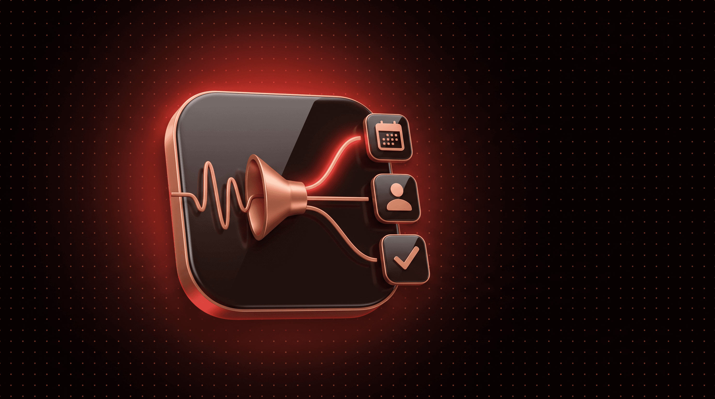 AI voice agents for lead qualification: a sound waveform passes through a sorting gate into calendar, person and checkmark lanes
