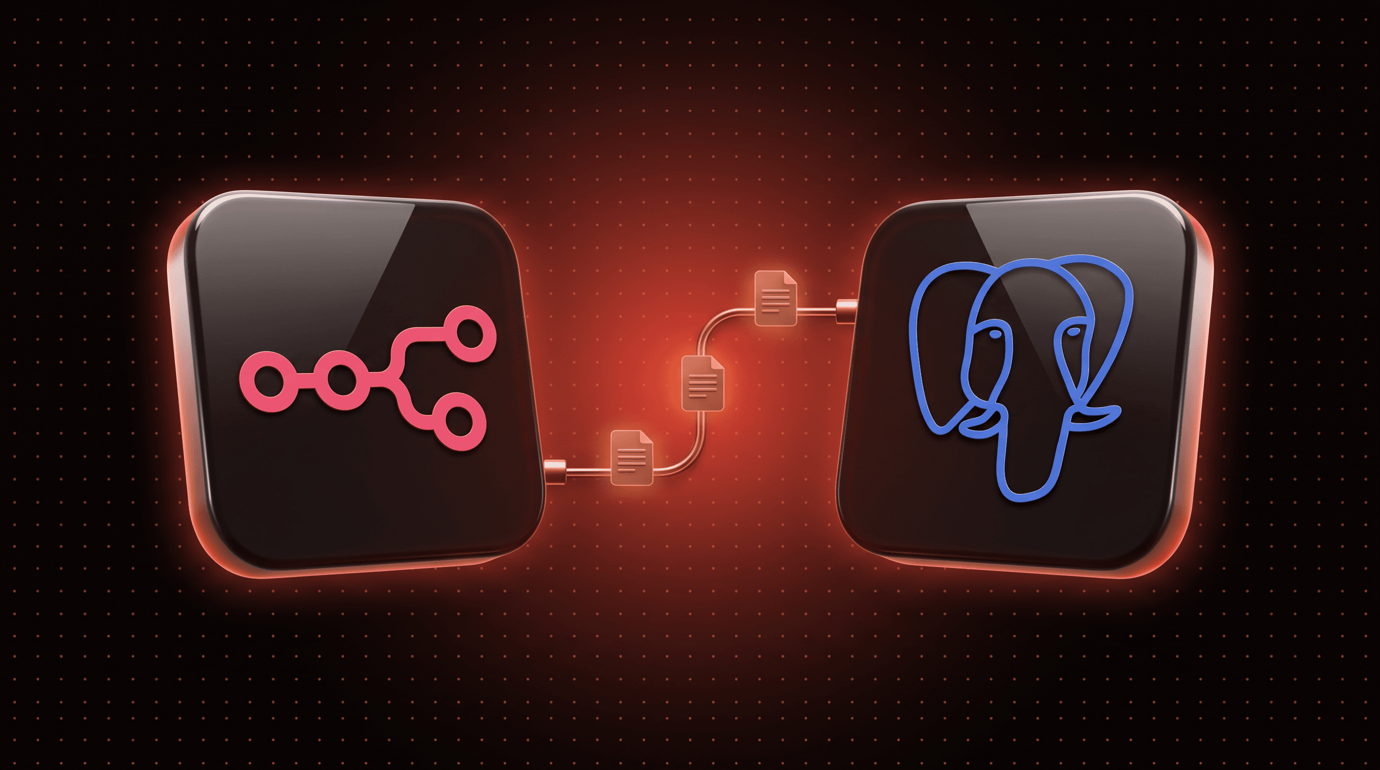 n8n RAG workflow featured image: the n8n logo connected to the PostgreSQL logo by a copper data cable