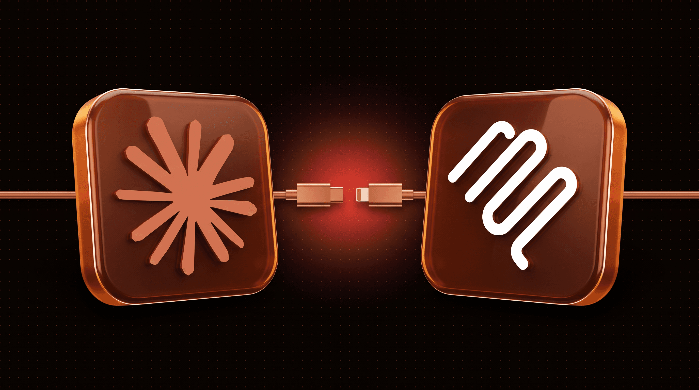 Claude remove MCP illustration: Claude and Model Context Protocol app icons with a copper cable unplugged between them