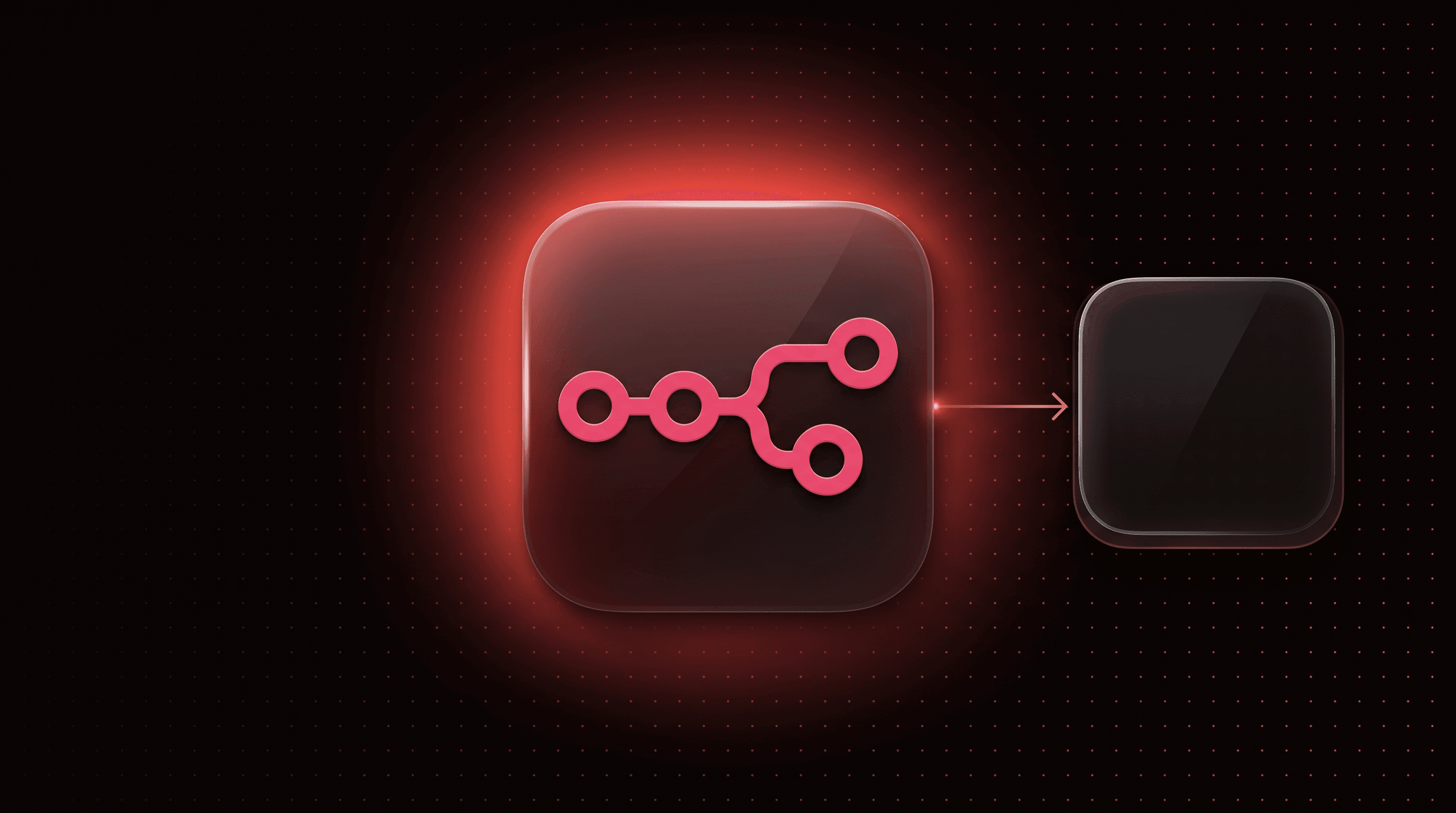 n8n sub workflow concept: the n8n logo on a glossy app icon tile joined by a copper line to a second blank tile, one workflow calling another
