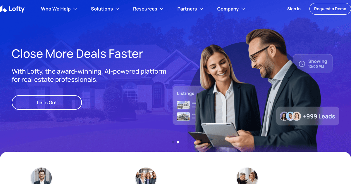 Lofty AOS agentic AI operating system for real estate agents homepage 2026